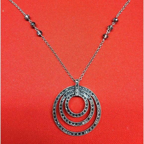 Rhinestone Crystal Triple Circles Necklace - Picture 1 of 11